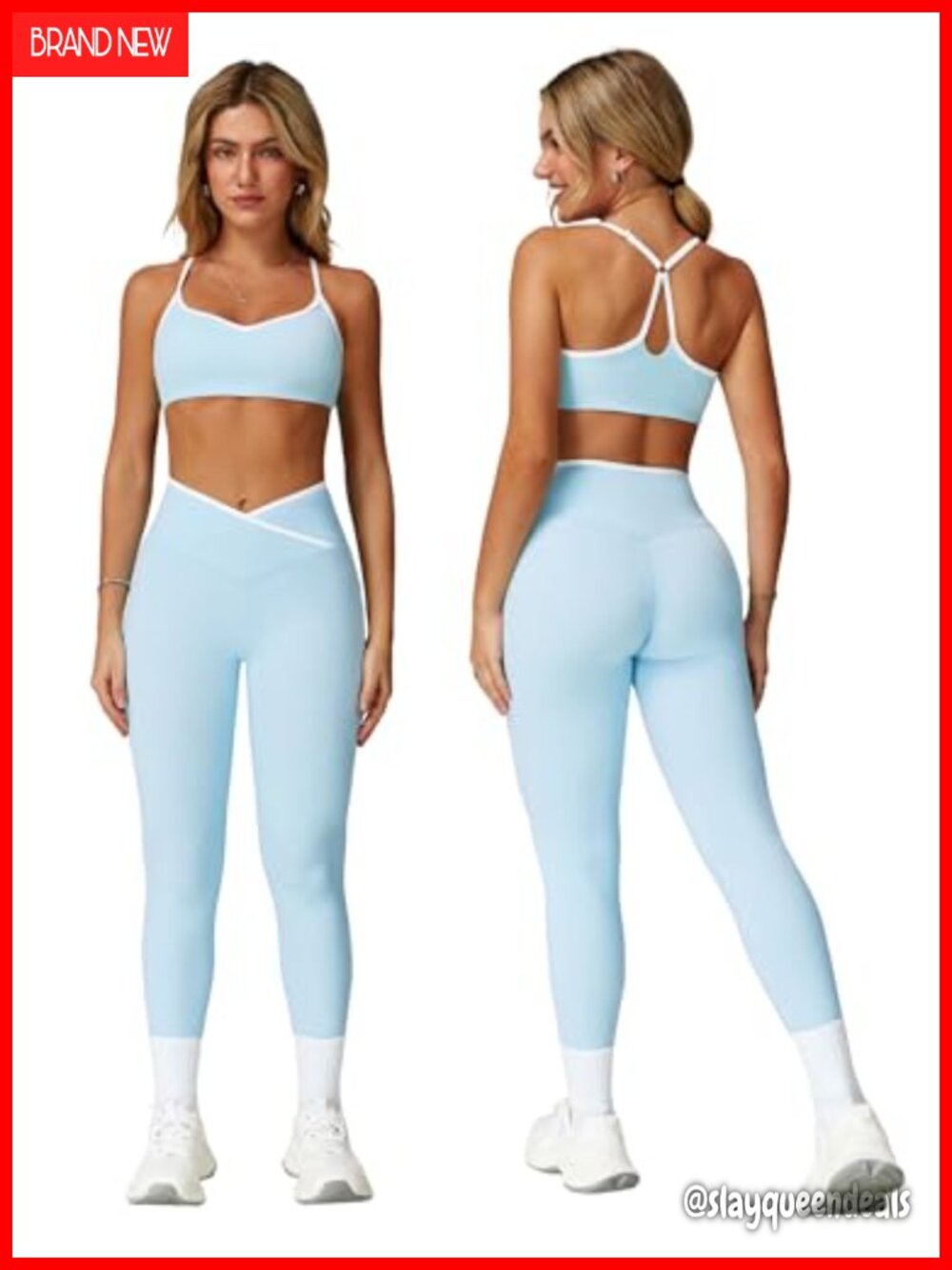 Two Piece Workout Set Strappy Sports Bra High Waist Shorts Gym Yoga